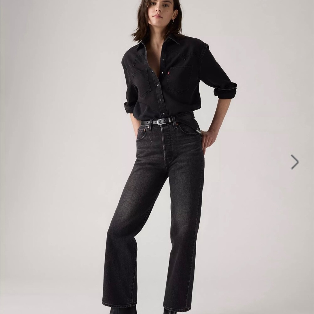 Ribcage Straight Ankle Levi's Women's Dark Gray Straight Leg Jeans